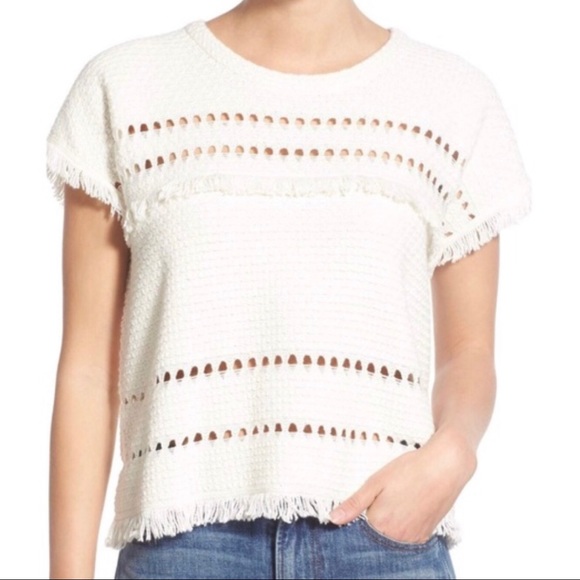 Madewell Tops - Madewell Short Sleeve Fringe Sweater Knit Top